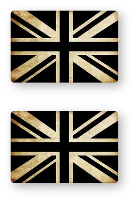 Reflective Sticker Workshop Flag Sticker (Retro) British Bk (SS) 2 Piece Set (W X
