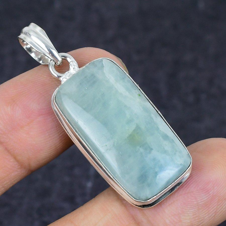 Aquamarine Gemstone Handmade 925 Sterling Silver Jewelry Pendant 1.77" d9l67