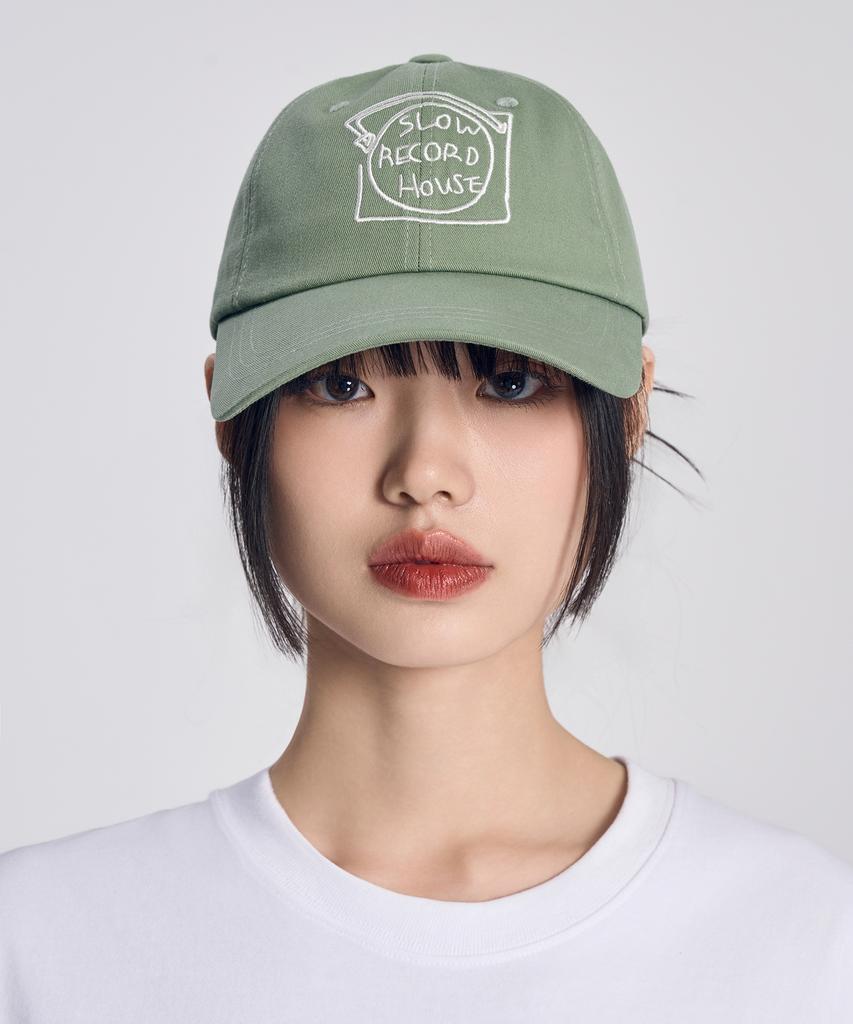 SLOW RECORD HOUSE Record Cotton Ball Cap_Green
