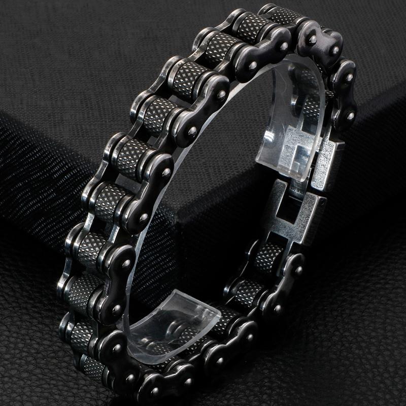 Retro Stainless Steel Motorcycle Chain Men Bracelet 13MM Wide Rock And Roll Men's Bracelets On Hand Male Jewelry Mannen Armband