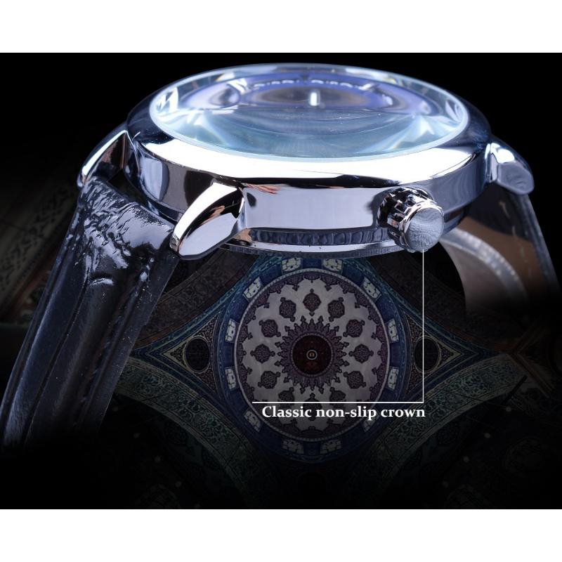 Vinner Herremote Casual Hollow Out Mechanical Movement Automatisk Mekanisk Klokke