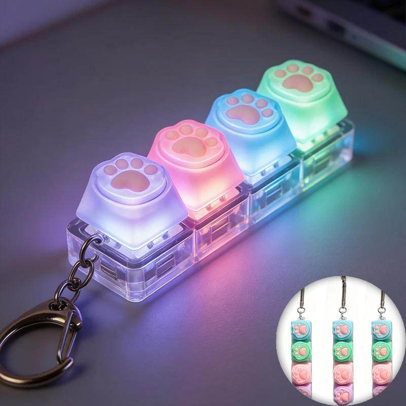 @Hot Selling Original Multi-Style Light Up Keycap Keychain Stress Relief Click Fidget Toy Portable Desk Accessory For All People
