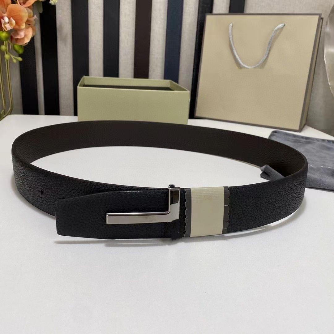 

Men s Genuine Leather T-Shaped Double-Sided Belt with Letter Buckle 110cm