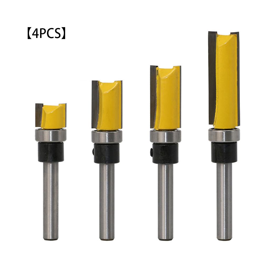 4pcs Mill Router Bit Set 1/4 Shank Milling Bit Straight End Milling Trimmer Alloy Woodworking Tool