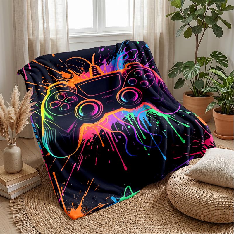 Neon Game Controller Art Theme blanket Lightweight Warm Flannel Blanket Decorative Throw Blanket for Home Decoration