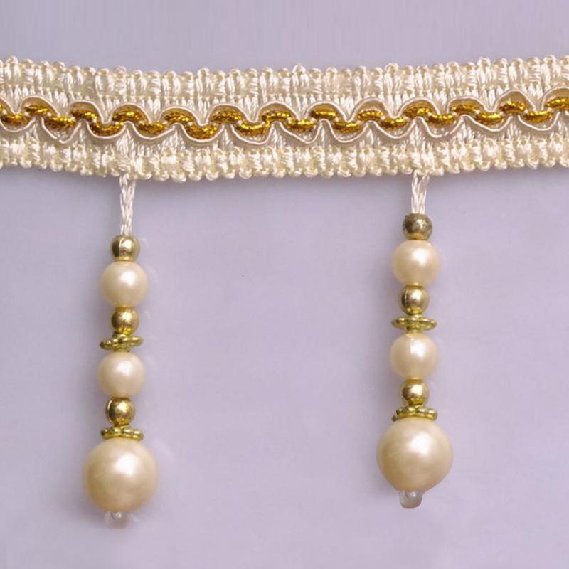 11 Meter Gardinband Pärlförsedd Hänge Spetsband Tofs Pärlfrans Gardintillbehör Möbeldekorationsband DIY Syhantverk