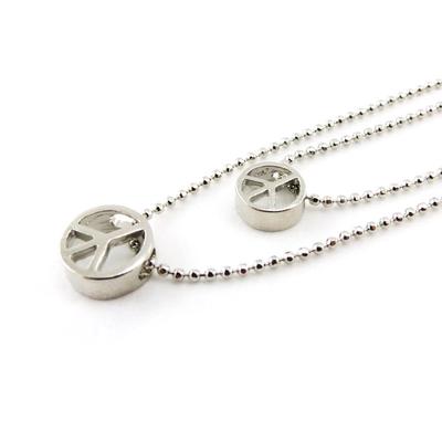 [J1181] - Silver 'Peace' Designer Necklace (2 Rows)