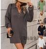 Autumn and Winter New Women's Clothing Solid Color Lapel Button Knitted Sweater Medium and Long Coat Sweater Women