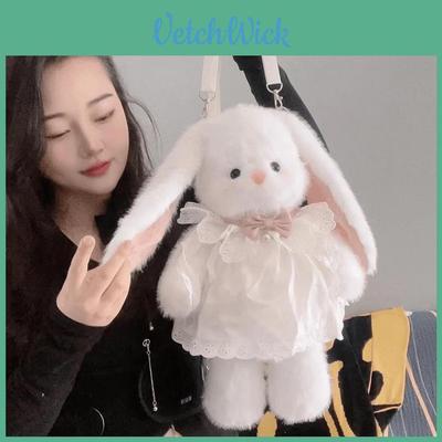 Plush Bunny Backpack For Kids With Cartoon Design And Soft Material For Daily Use