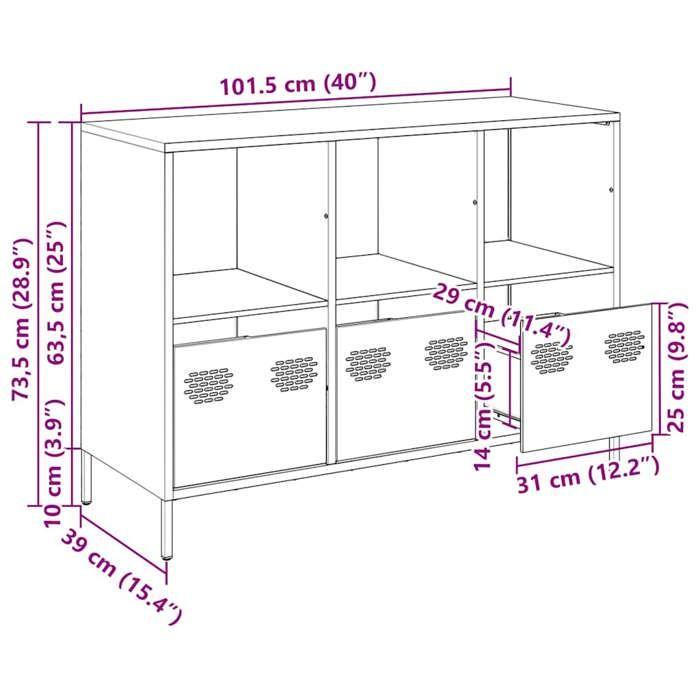 VidaXL Buffet blanc 101,5x39x73,5 cm acier laminé à froid, meuble de rangement, meuble de rangement de cuisine, meuble de 851369