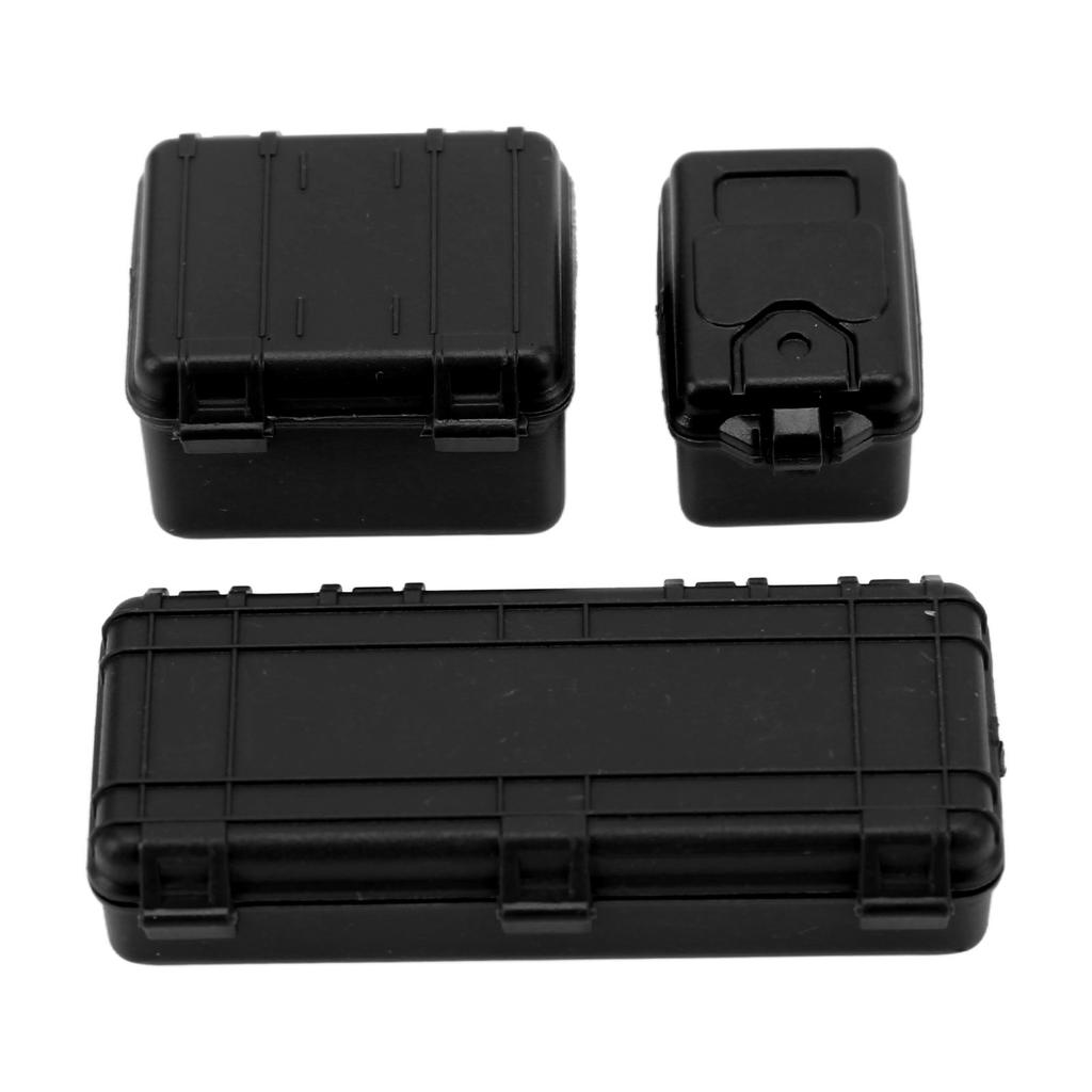3 Pcs RC Car Simulation Luggage Case Large Medium Small RC Crawler Suitcase Decoration for 1/18 1/24 Black