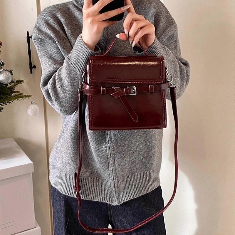 Borsa da Donna in PU Borsa a Tracolla Borsa a Mano Retrò Borsa a Messaggero alla Moda Borsa per lo Shopping e gli Appuntamenti Borsa a Spalla Autunno Inverno Rossa