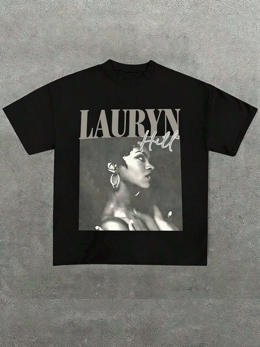 Plus Size Unisex Lauryn Hill Portrait Print Casual Soft Short Sleeve Pure Cotton 220gsm TShirt S