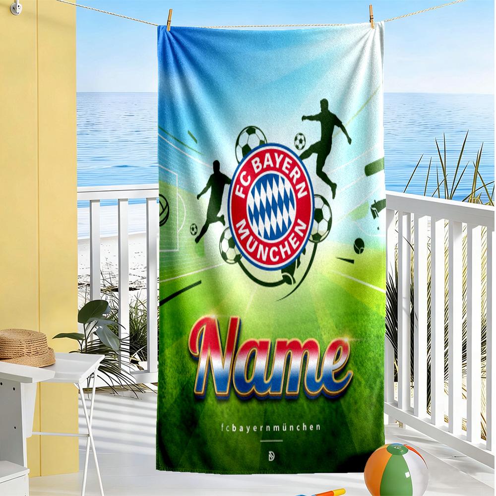 Bayer Munich Soccer Fan Customize Text Beach Towel High Absorbency & Quick-Dry Perfect for Traveling Yoga Camping and Swimming