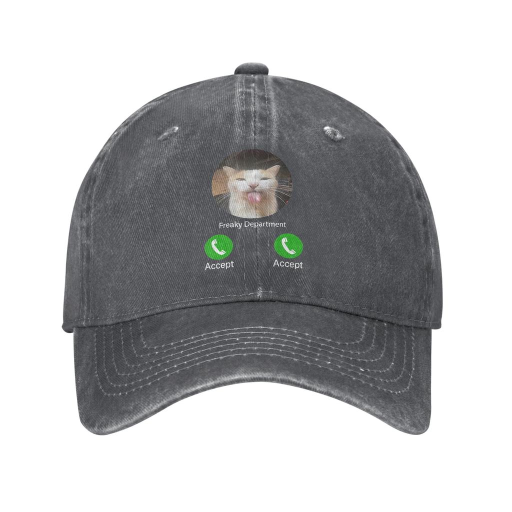 Vintage Freaky DepartUnisext Funny Cat Meme Baseball Cap Unisex Women Distressed Cotton Snapback Hat  Outdoor Summer Hats Cap