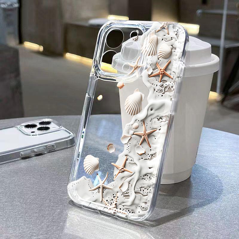Beach Shell Phone Case for Samsung Galaxy S26 Ultra 5G S25 Plus S24 FE S23 S22 A17 A37 A57 A55 A54 A36 A35 Transparent TPU Cover