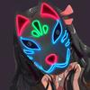 LED Bemalte Fuchsmaske Leuchtende Niedliche Kitsune Masken Niedliches Rotes Fuchs Kostüm Requisiten Japanische Maske Für Damen Mädchen Rote Tiermaske