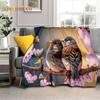 Cute Dream Birds Parrot Peacock Cartoon Soft Flannel Blankets,Throw Blanket Comfortable Blanket for Picnic Beds Home Bedroom Kid