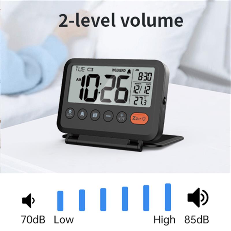 Home Digital LCD Thermometer Clock Fold Mini Travel Clock With Calendar Traveling Alarm Clock Portable Desktop Clock