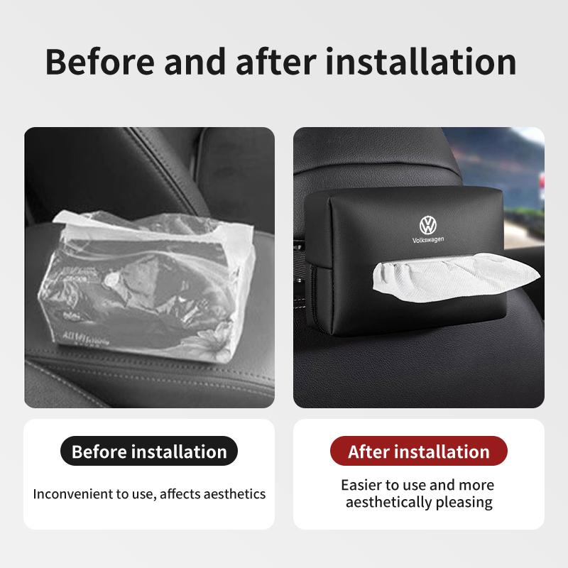 For Volkswagen VW Car Leather Tissue Box Universal Auto Seat Back Tissue Holder Scirocco Passat Polo B5 B6 B7 CC Tiguan Sharan Zj4