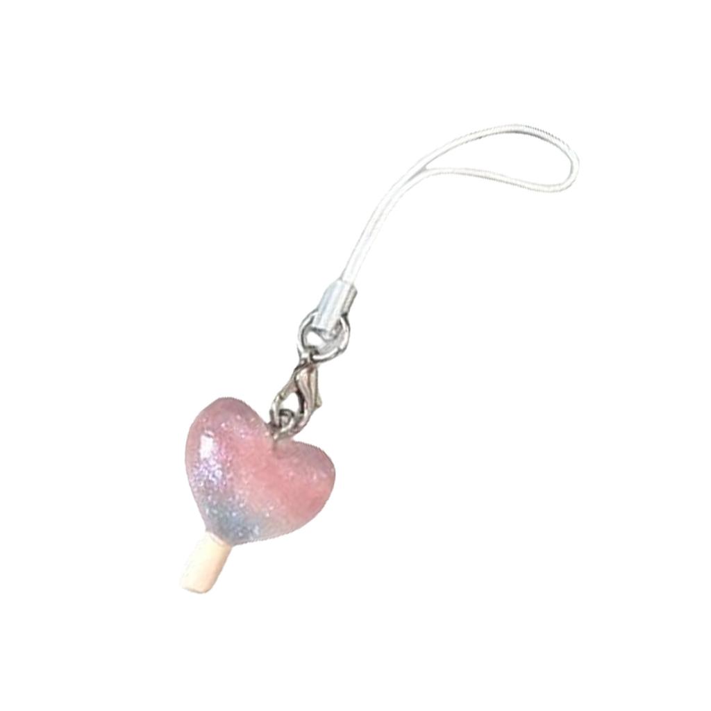 Adorable Small Ice Cream Phone Charm Glittering Resin Keychain with Star Jellyfish Design for Fashion Lover Present