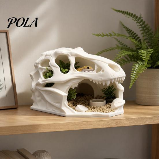 Natural Looking Reptile Shelter Dragon Skull Shelter, Hide Cave, for Terrarium Lizards Hideouts Fish Tanks Accessories Decorative Ornament Living Room