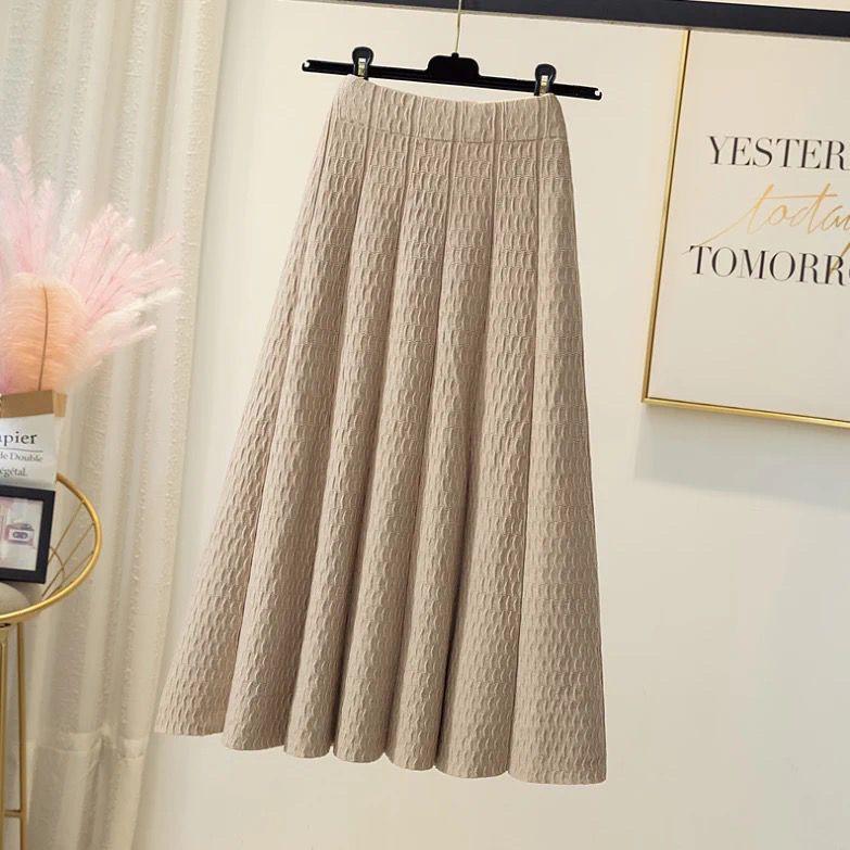 Вязаные черные, серые однотонные длинные элегантные женские юбки с ...