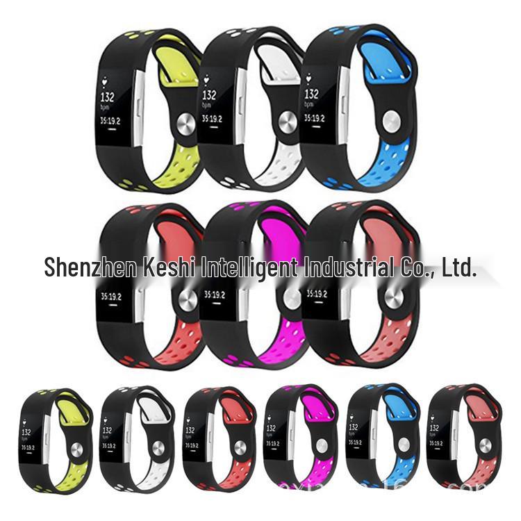 Tilgjengelig: Fitbit Charge 2 Tofarget Silikon Sportsarmbånd Erstatning