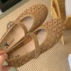 Fashion Summer New Breathable Flat Shoes 2025 Mary Janes Hollow Low Heels Single Shoes Elegant Versatile Trend Soft Soled Women Flats