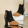 New Fashion  Women High Heels Lace Flower Ankle Hollow Out Sandals Round Toe Zip Pumps Zapatos De Mujer Sexy Dress Boots