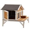 Insulated Cat House, All-Around Foam Insulation Elevated Cat Shelter, Wooden Feral Kitty Shelter with Large Platform, Waterproof Cats Condos for