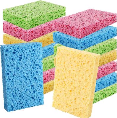 4 esponjas de limpieza de colores, esponja para lavar platos de celulosa de cocina que no raya.