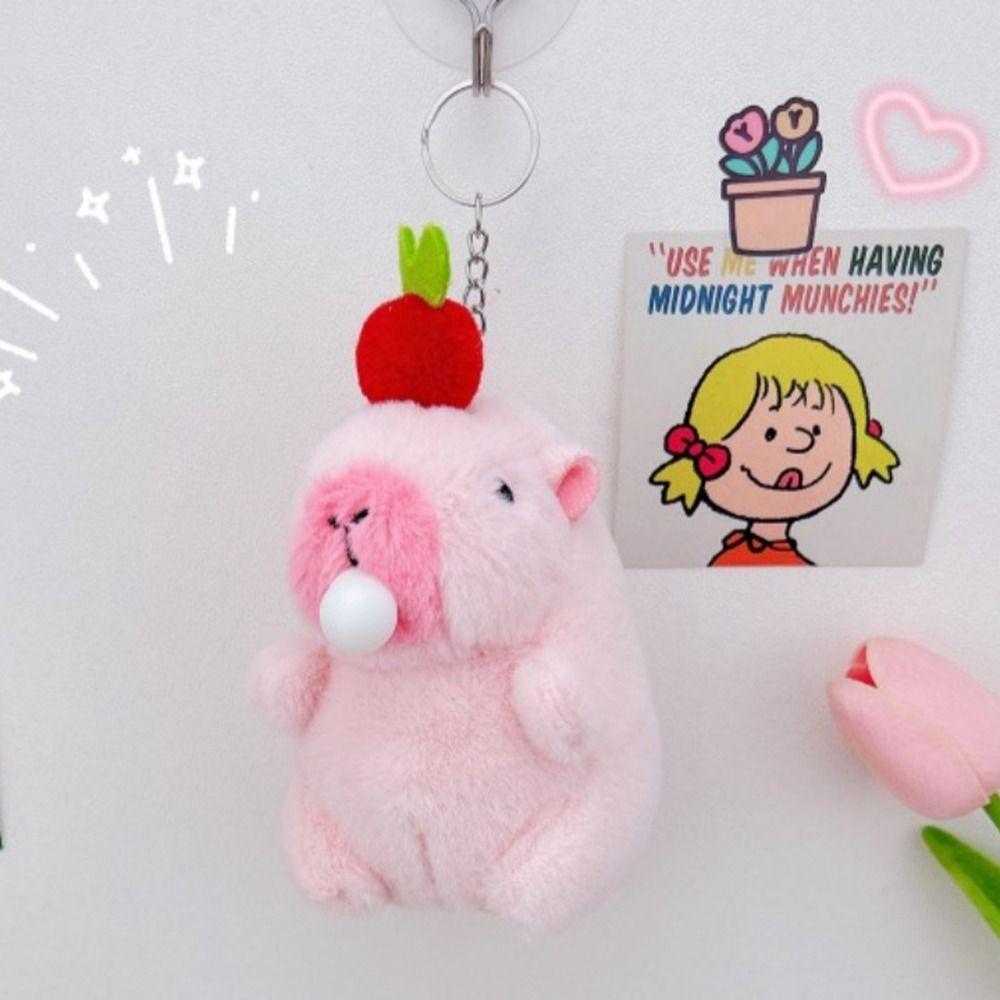 Pink Capybara Plush Pendant Persimmon Capybara Plushie Doll Capybara Plush Keyring Christmas Gift