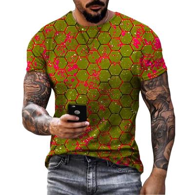 Bequemes Leichtes Geometrisches Muster 3D-Druck Sommer Persönlichkeit Herren T-Shirt Neues Kreatives Mode Rundhals Lockeres Kurzes Hemd Hemd