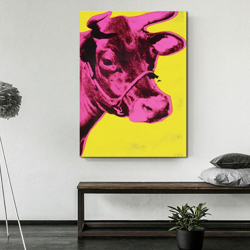 RELIABLI ART Colorful Cow Andy Warhol Animal Paintings Wall Art Abstract Pictures For Living Room Modern Print Posters Unframed