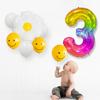 Small Fresh Small Wrinkle Chrysanthemum Yellow Smiley Face Children'S Birthday Digital Jelly Aluminum Film Latex Balloon Bundle