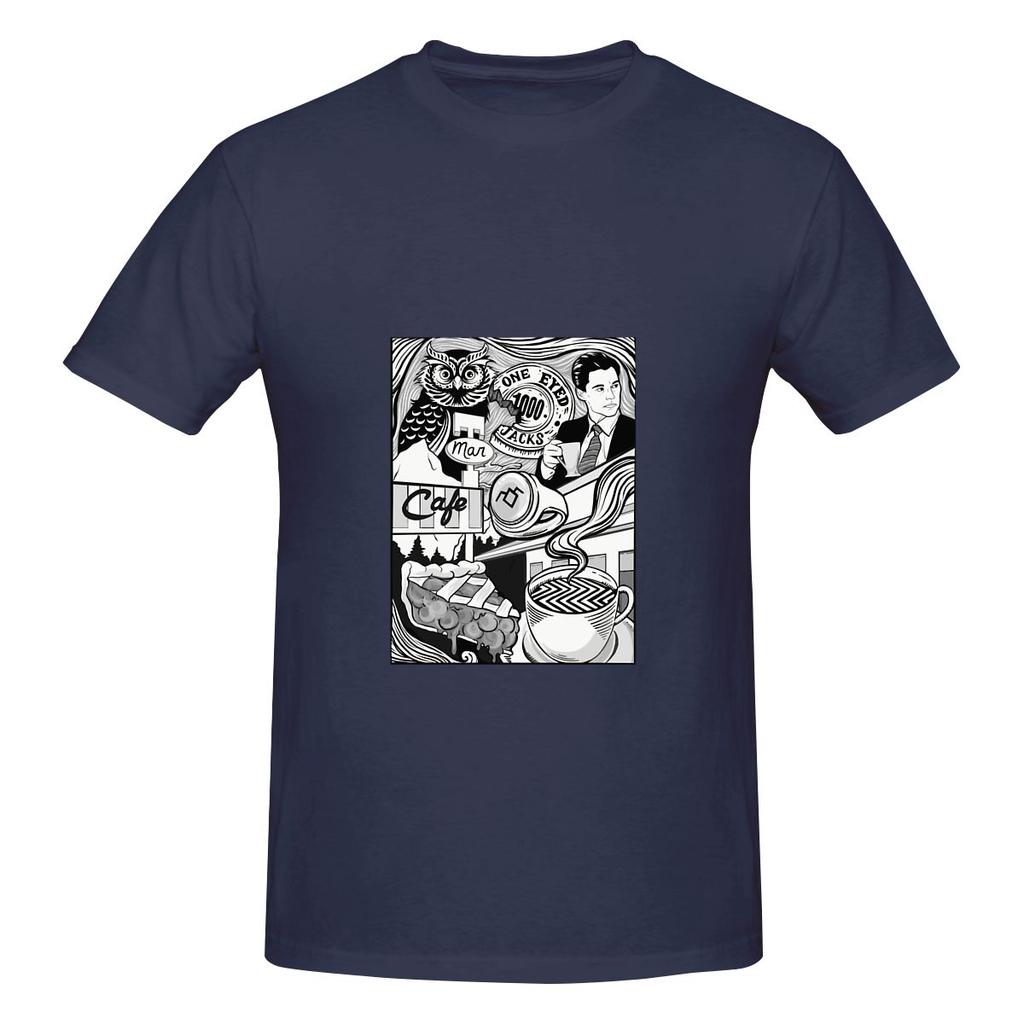 Twin Peaks Damn Fine Coffee Couple Style Tshirt Simple Youthful Feeling Simple Prints Short Sleeve