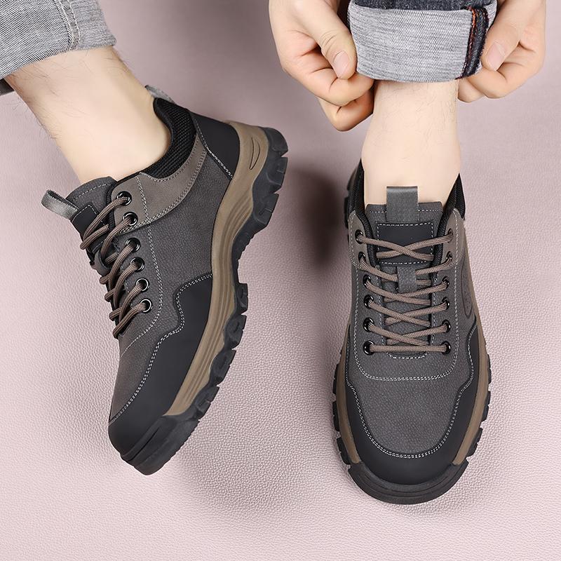 Leather Male Comfortable Flats All-match Walking Shoes Men Breathable Mens Classic Sneakers Lace-Up Men Outdoor Casual Footwear
