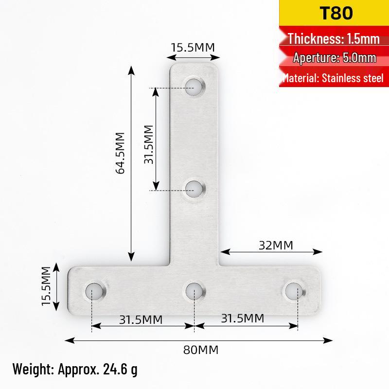 Stainless Steel 90° L-Shaped Right Angle Corner Bracket Connector