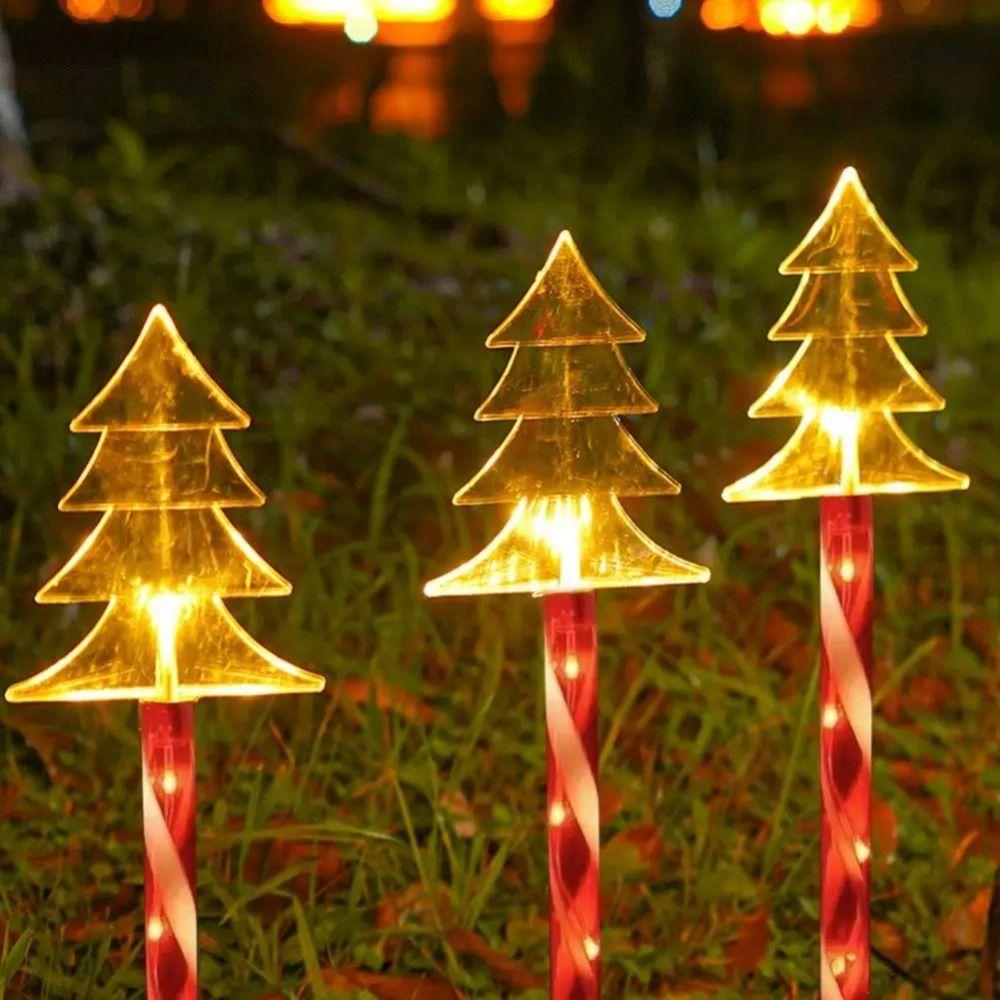 5Pcs/Set Snowflake Landscape Christmas Lights 8 Modes Red Tube Santa Claus Solar Lights Waterproof Decorative