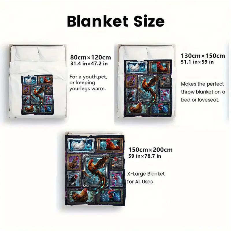 Cybernetic Chicken Collection 2D Flat Pattern Flannel Blanket, High Quality All Seasons, Home Decor, Warmth and Comfort, Perfect for Christmas Gifts.