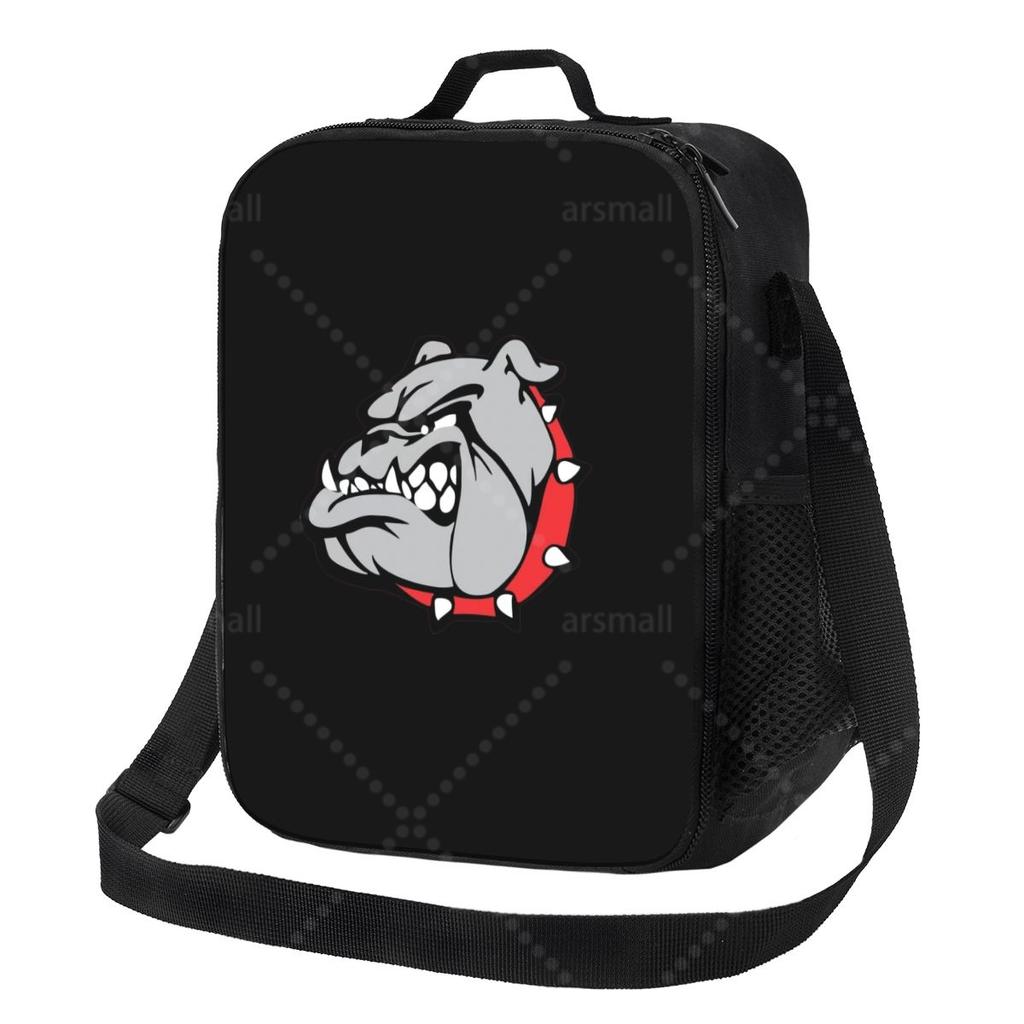 Bulldog Lunch Bag with Adjustable Shoulder Strap Reusable Thermal Bento Tote for Work Picnic Beach