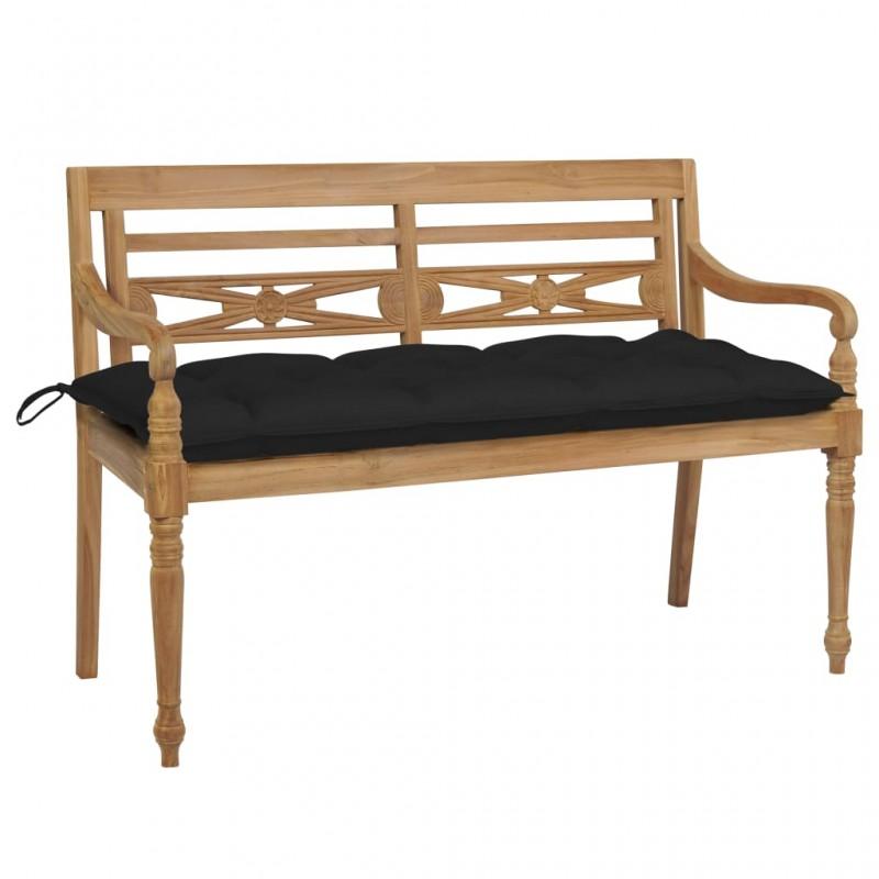 Day and Night - Day and Night Batavia Solid Teak Bench with Black Cushion 120 Cm