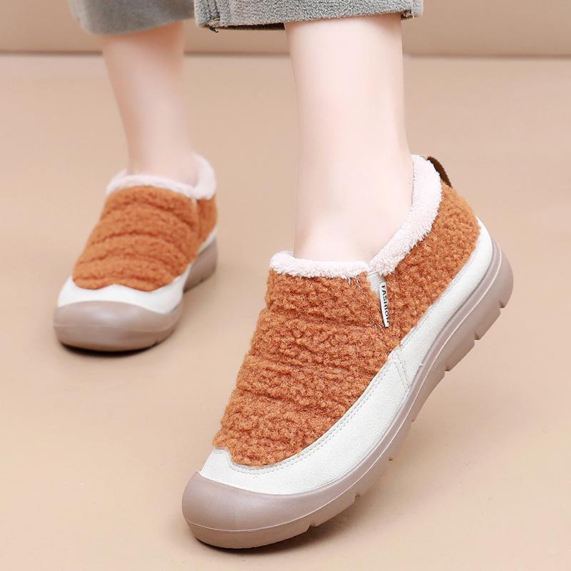 Schuhe Damen 2025 neue Winter Baumwollschuhe flauschige Schuhe ein Pedal Mutterschuhe gestapelte verdickte Damenstiefel bequem und warm