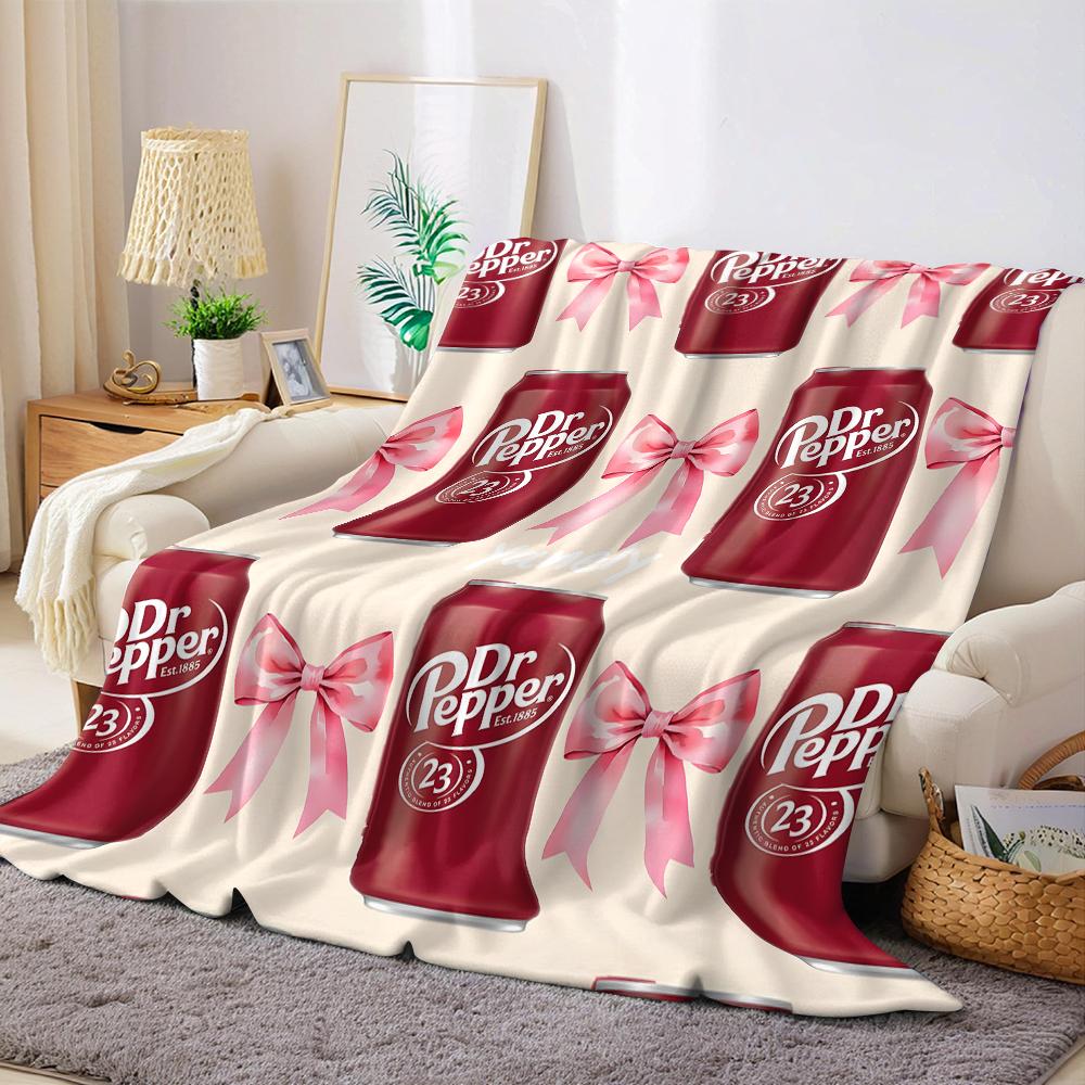 Jmg Household Supplies Unisex Coral Dr Pepper Bow Print Flannel Blanket Warm Soft Halloween Christmas Couch Warm Cozy Decorative Decor Gift For All Season