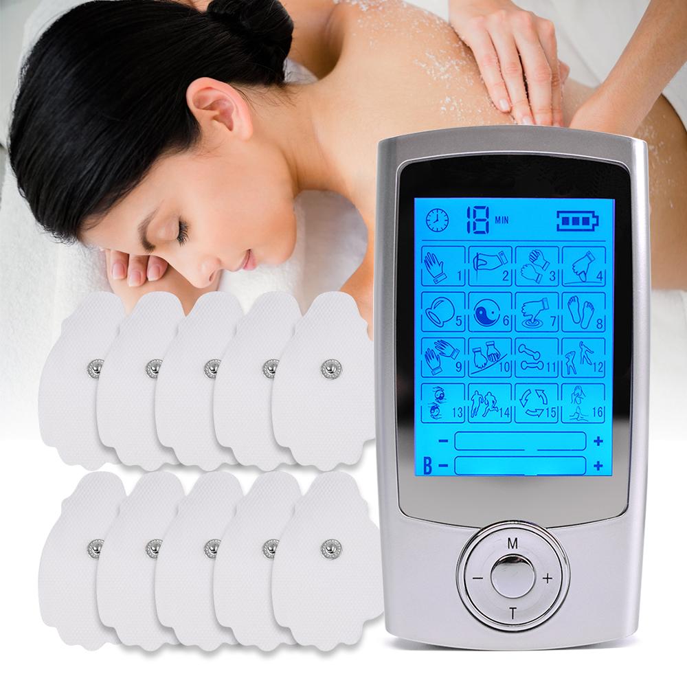 Langlebige und sichere TENS-Gerät EMS-Muskelstimulator USB-Aufladung für Schmerzlinderung Behandlung Mit 16 Modi Zweikanal Elektronischer Puls-Massager