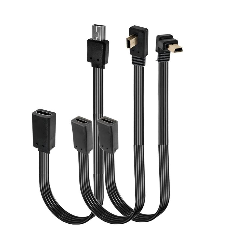 26AWG Type C Female To Mini USB Male Charging Cord 480Mbps Data Transfer Cable Wire for Tight Space and Various Devices