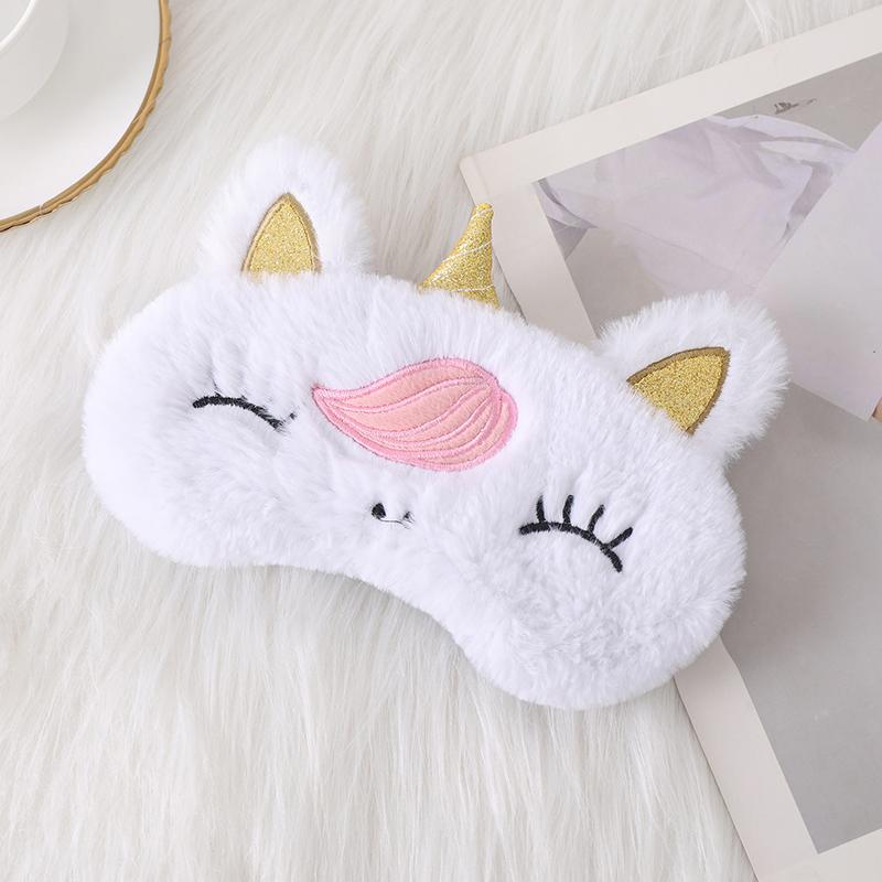 Plysj øyelapp Sovebind for reisehvile Myk Sovemaske Øyemasker Søt Glitter Unicorn øyedeksel