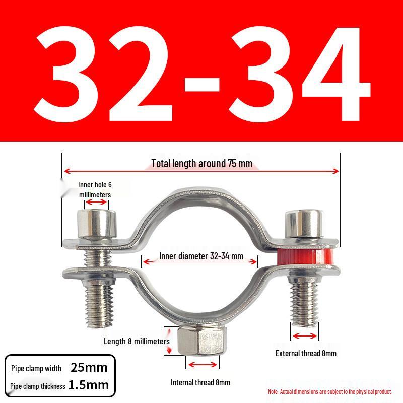 Stainless Steel Pipe Clamp Bracket with M8 Nut for Cable and Gas Pipes