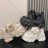 Fashion 8CM High Heel Platform Sneakers Women Thick Sole Lace Up Solid Sports Dad Shoes Spring Autumn Woman Sport Chunky Sneaker